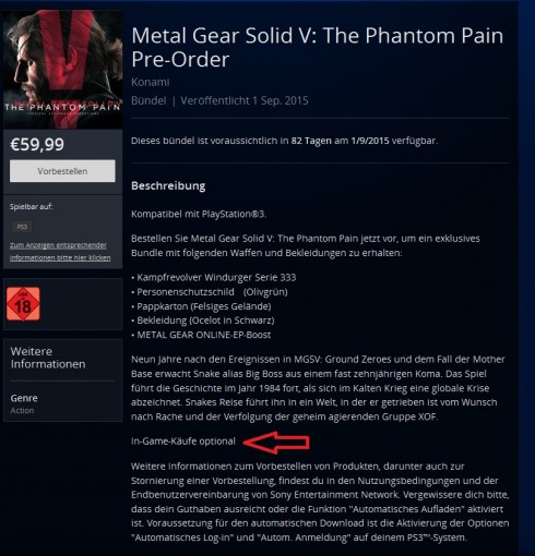 Metal Gear Solid 5 phantom pain store