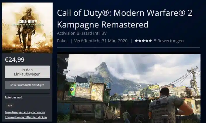 Call of Duty Modern Warfare 2 Remastered: Termin, Preis, Download-Größe – Enthüllung im PSN