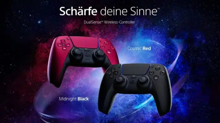 DualSense: PS5-Controller ab sofort in den Farben „Midnight Black“ & „Cosmic Red“ erhältlich