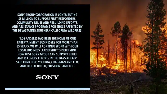 Sony: Spende für die Waldbrandhilfe in Los Angeles angekündigt